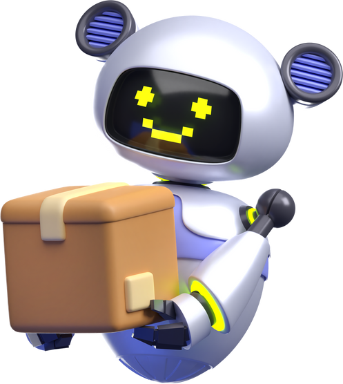 3D Robot Lifting Package BoxIllustration